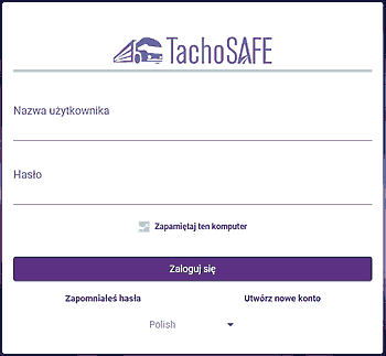TachoSafe logowania do konta  użytkowania